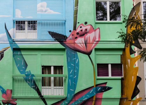 Quartier Bottière Pin Sec, une grande fresque dans le square Souillarderie © Jean-Félix Fayolle